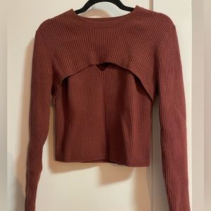 Abercrombie & Fitch Rust Ribbed Cutout Sweater